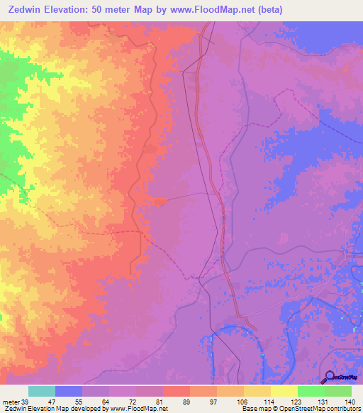 Zedwin,Myanmar Elevation Map