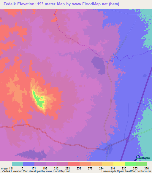 Zedeik,Myanmar Elevation Map