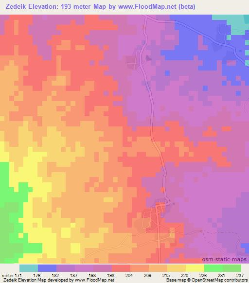 Zedeik,Myanmar Elevation Map