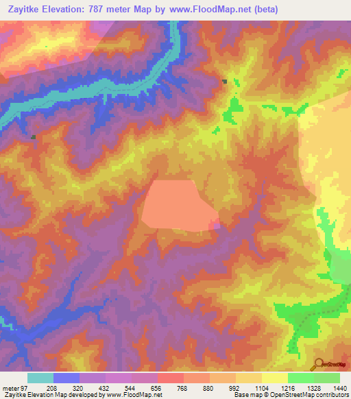 Zayitke,Myanmar Elevation Map