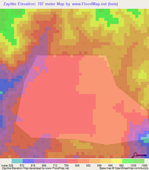 Zayitke,Myanmar Elevation Map