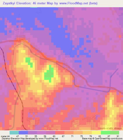 Zayatkyi,Myanmar Elevation Map