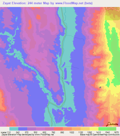 Zayat,Myanmar Elevation Map