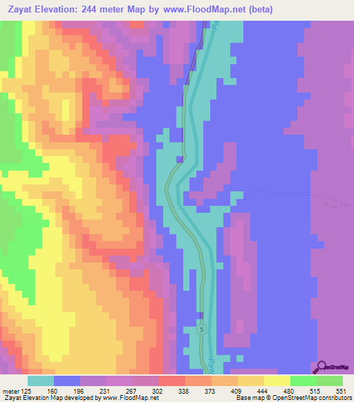 Zayat,Myanmar Elevation Map