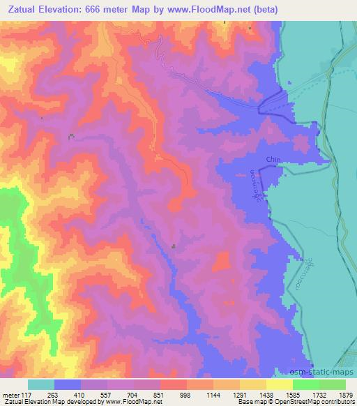 Zatual,Myanmar Elevation Map