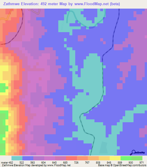 Zathmwe,Myanmar Elevation Map