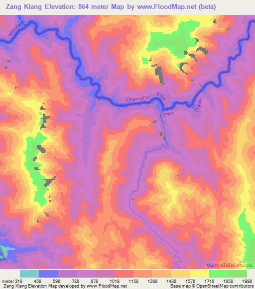 Zang Klang,Myanmar Elevation Map