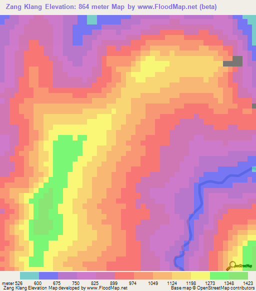 Zang Klang,Myanmar Elevation Map