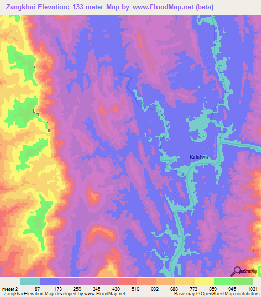 Zangkhai,Myanmar Elevation Map