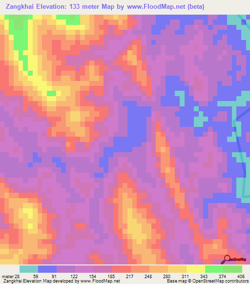 Zangkhai,Myanmar Elevation Map