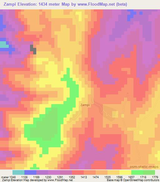 Zampi,Myanmar Elevation Map