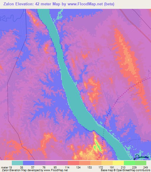 Zalon,Myanmar Elevation Map