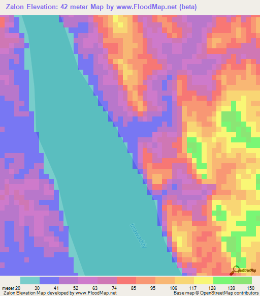 Zalon,Myanmar Elevation Map