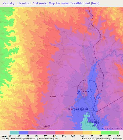 Zalokkyi,Myanmar Elevation Map