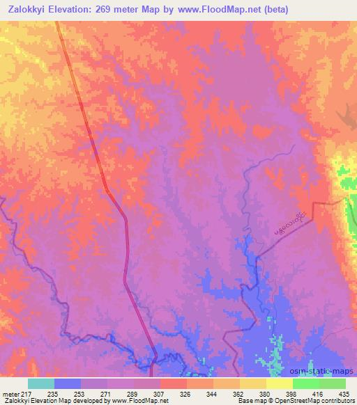 Zalokkyi,Myanmar Elevation Map