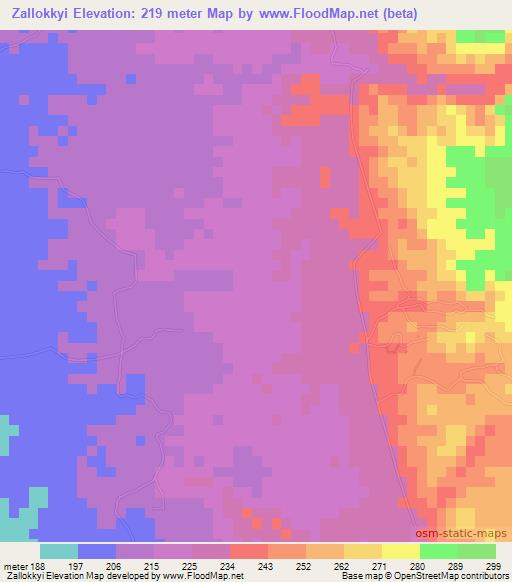 Zallokkyi,Myanmar Elevation Map