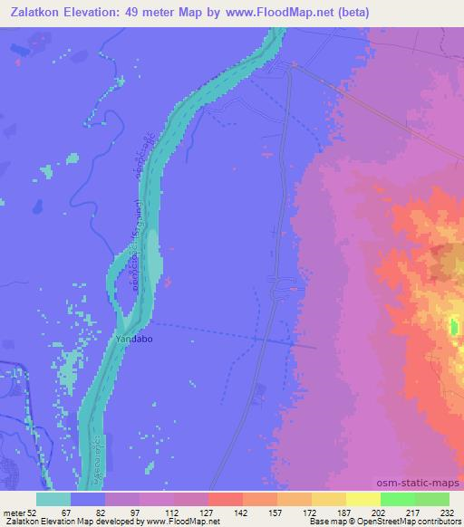 Zalatkon,Myanmar Elevation Map