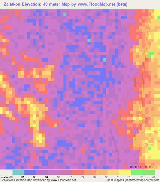 Zalatkon,Myanmar Elevation Map