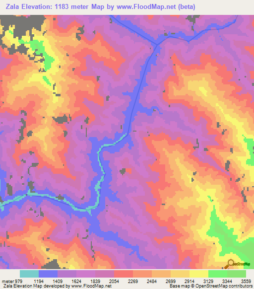 Zala,Myanmar Elevation Map