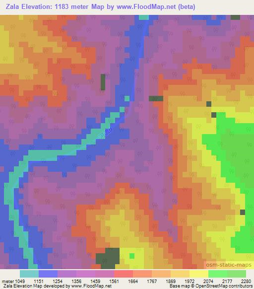 Zala,Myanmar Elevation Map