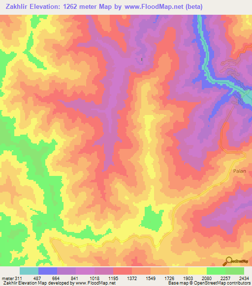 Zakhlir,Myanmar Elevation Map