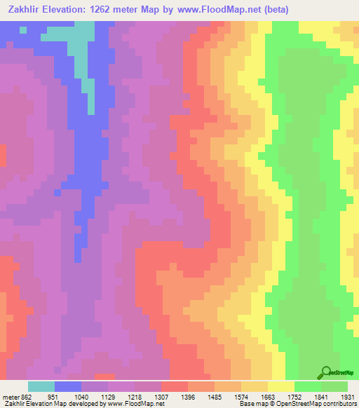 Zakhlir,Myanmar Elevation Map