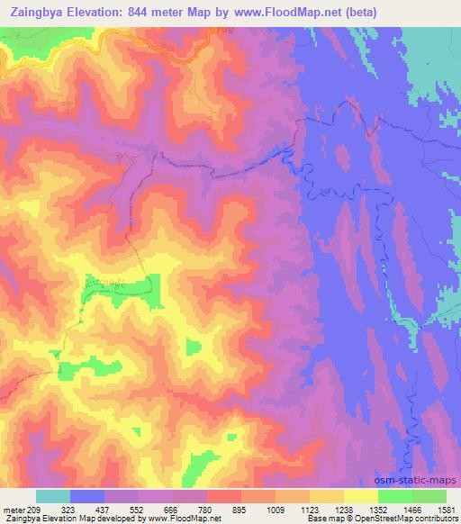 Zaingbya,Myanmar Elevation Map