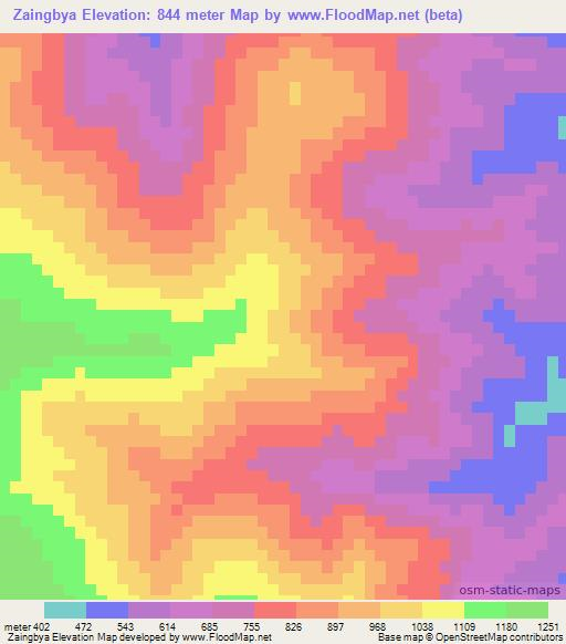 Zaingbya,Myanmar Elevation Map