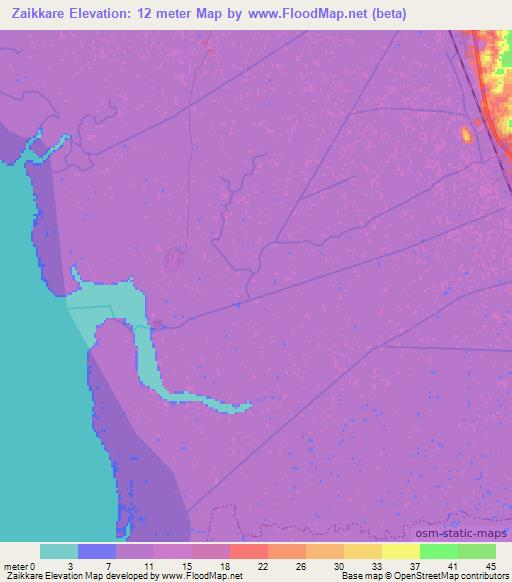 Zaikkare,Myanmar Elevation Map