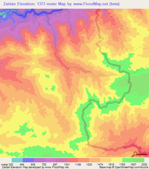 Zaidan,Myanmar Elevation Map