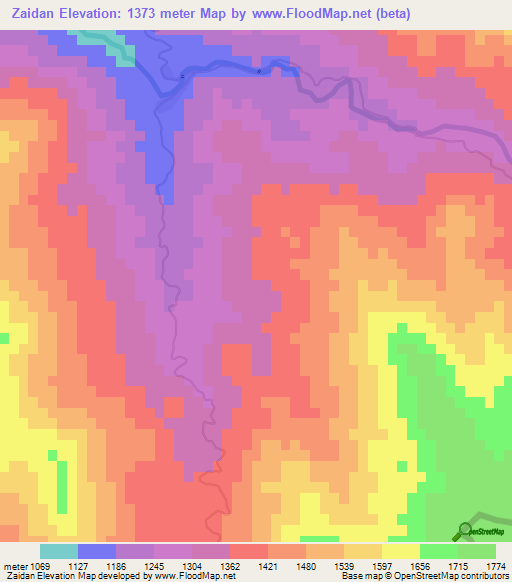 Zaidan,Myanmar Elevation Map