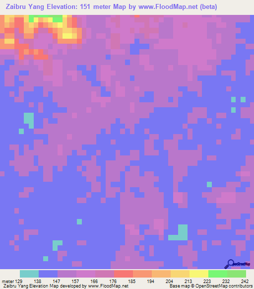 Zaibru Yang,Myanmar Elevation Map