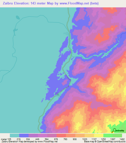 Zaibru,Myanmar Elevation Map