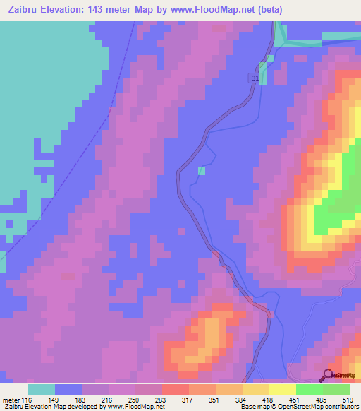 Zaibru,Myanmar Elevation Map