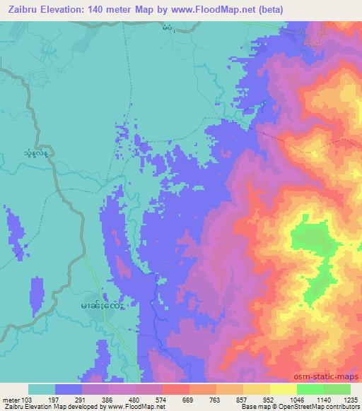 Zaibru,Myanmar Elevation Map