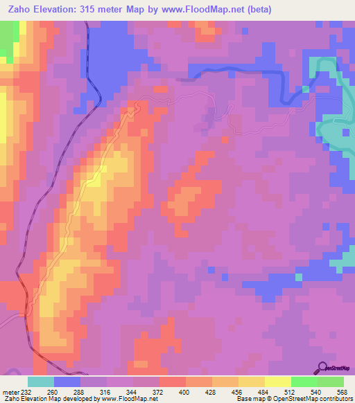 Zaho,Myanmar Elevation Map