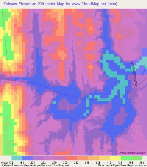 Zabyaw,Myanmar Elevation Map