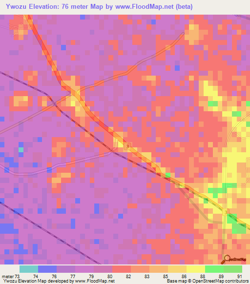 Ywozu,Myanmar Elevation Map