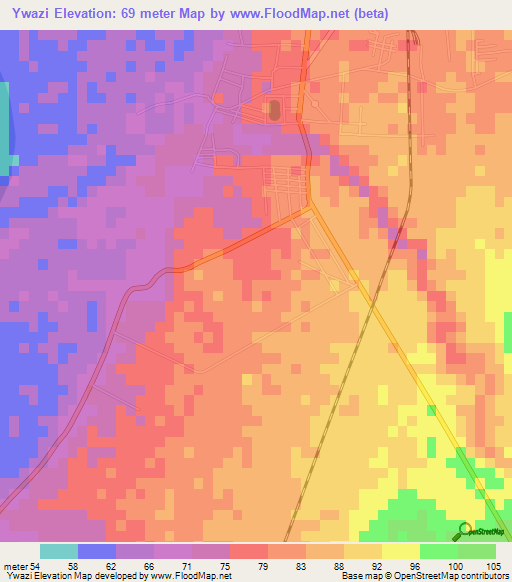 Ywazi,Myanmar Elevation Map