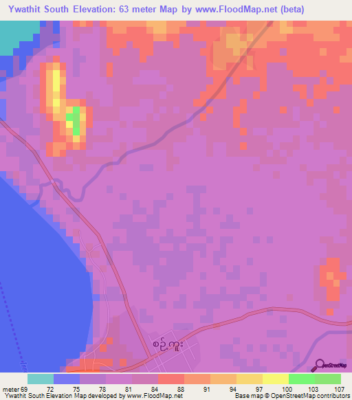 Ywathit South,Myanmar Elevation Map