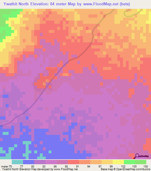 Ywathit North,Myanmar Elevation Map