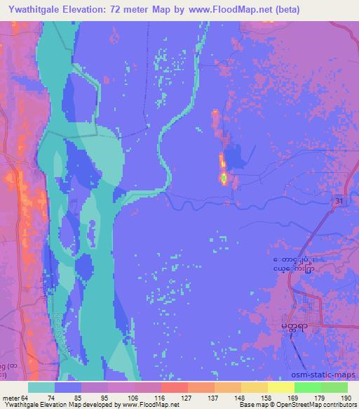 Ywathitgale,Myanmar Elevation Map