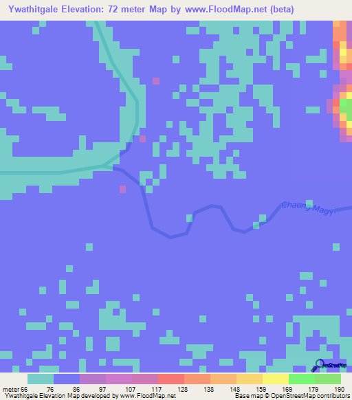 Ywathitgale,Myanmar Elevation Map