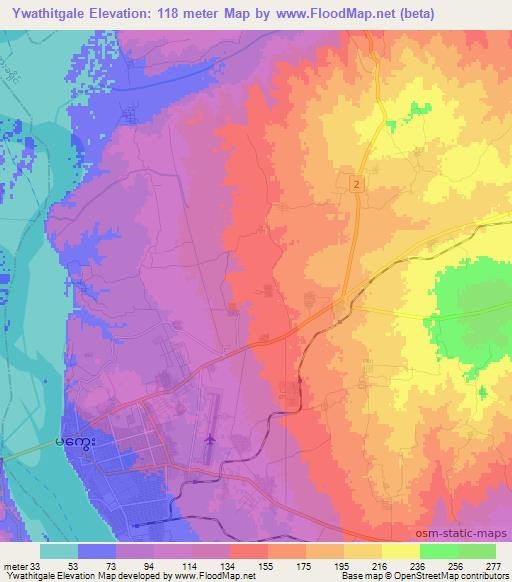 Ywathitgale,Myanmar Elevation Map