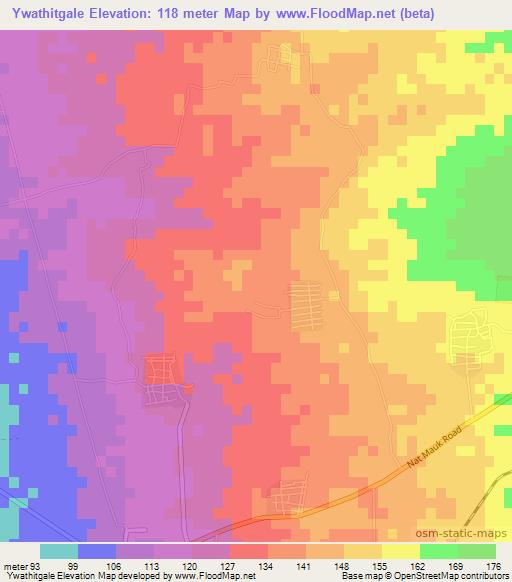 Ywathitgale,Myanmar Elevation Map