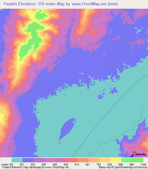 Ywathit,Myanmar Elevation Map