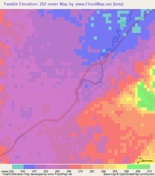 Ywathit,Myanmar Elevation Map