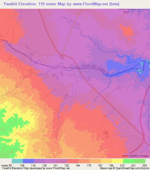 Ywathit,Myanmar Elevation Map