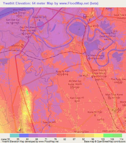 Ywathit,Myanmar Elevation Map