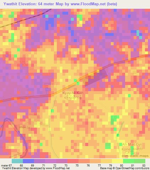 Ywathit,Myanmar Elevation Map